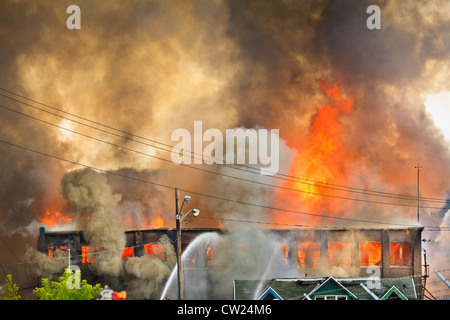 Plus jamais de feu dans Herkimer County, New York, consommé de 15 bâtiments, bêche et fourche, Frankfort, Août 2012 Banque D'Images