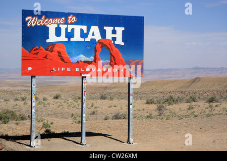 Bienvenue à l'Utah State signe, Arizona, USA Banque D'Images