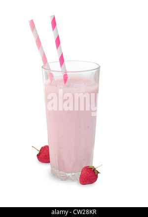 Smoothie aux fraises dans du verre Banque D'Images