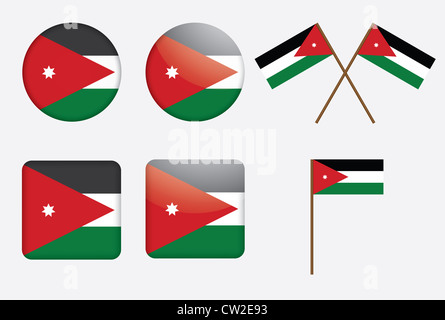 Set de badges avec le drapeau de Jordanie illustration Banque D'Images