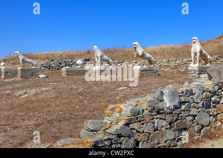 Terrasse des Lions, Delos, Grèce Banque D'Images