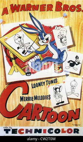 BUGS BUNNY sur un 1945 Warner Bros affiche publicitaire de leurs personnages de dessins animés Banque D'Images