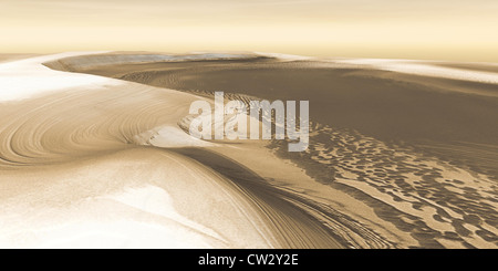 Mars, Chasma Boreale, une longue vallée au sol, télévision, coupe profondément dans calotte polaire nord de Mars. Banque D'Images