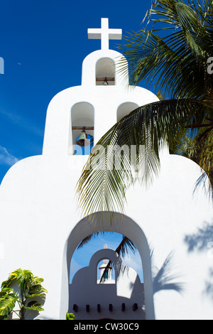 Le Mexique, Quintana Roo, Mexique,église adobe Banque D'Images