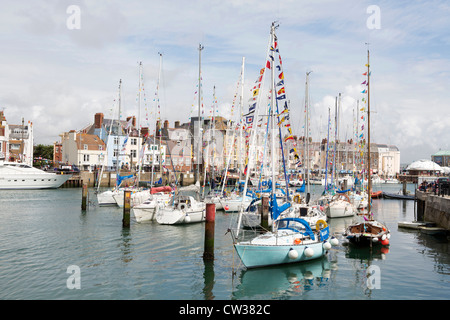 Port de Weymouth au cours de la régate de voile olympique de Weymouth et Portland Banque D'Images