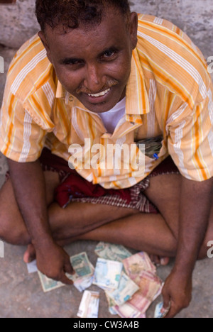 Le marché aux poissons, sur la plage de Hadibo, île de Socotra, au Yémen, en Asie occidentale, Péninsule Arabique. Banque D'Images