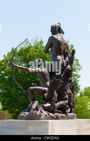 La halte dans la forêt de sculpture, Québec Banque D'Images