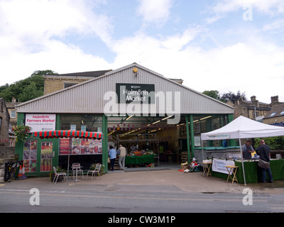 Marché de fermiers dans la dernière de Holmfirth, Vin de pays de l'été à West Yorkshire Angleterre Banque D'Images