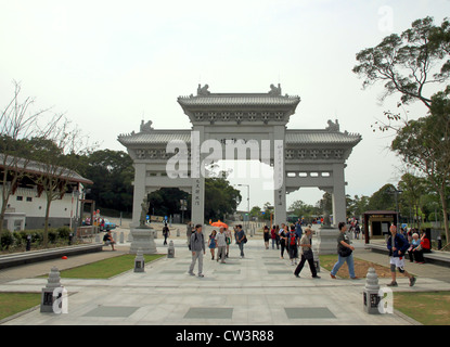 L'entrée pour le Tian Tan Buddha sur l'île de Lantau, Hong Kong Banque D'Images