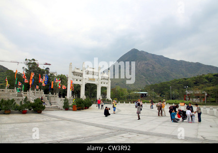 Une vue de la zone sous les Tian Tan Buddha sur l'île de Lantau, Hong Kong Banque D'Images