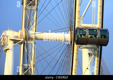 Closeup détail des personnes à l'intérieur de la circonscription pods Singapore Flyer. Banque D'Images