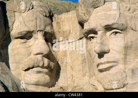 Theodore Roosevelt et Abraham Lincoln sur le Mont Rushmore Banque D'Images