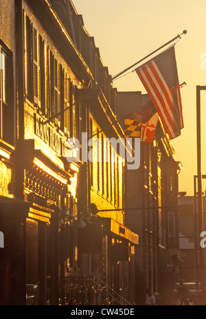 Rams Head Tavern au coucher du soleil, Annapolis, Maryland Banque D'Images