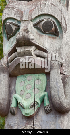 USA, Alaska, Wrangell, Totem détails Banque D'Images