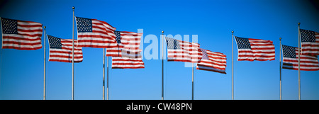 Rangée de drapeaux américains blowing in wind Banque D'Images