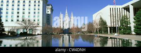 Temple historique et Square à Salt Lake City, UT accueil du Chœur du Tabernacle Mormon Banque D'Images