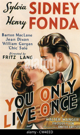 On ne vit qu'une fois pour l'affiche 1937 United Artists film avec Sylvia Sidney et Henry Fonda, réalisé par Fritz Lang Banque D'Images