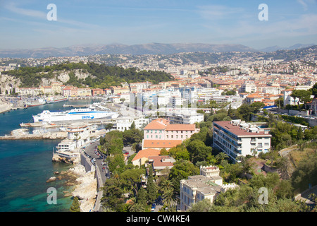 Vue aérienne du port de Nice, France Banque D'Images