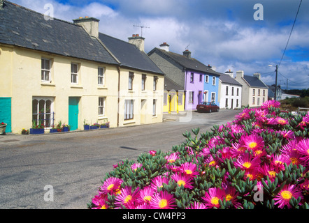 De belles fleurs et le Môle Village, West Cork, Irlande Banque D'Images