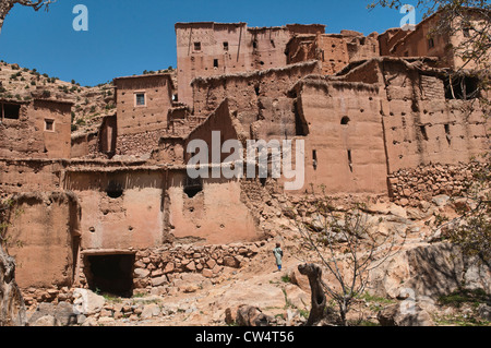 Village de grès dans le sud de l'Atlas, Maroc Banque D'Images