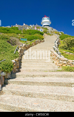 Étapes menant à la vieille Cape Point phare de Cape Point à l'extérieur de Cape Town, Afrique du Sud Banque D'Images