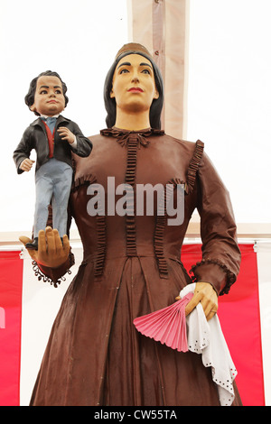 Des statues du général Tom Pouce et Anna Swan au Circus World Museum. Banque D'Images