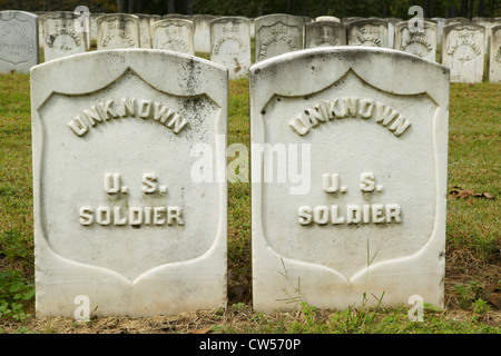 Tombes des soldats inconnus, Parc National d'Andersonville ou Camp Sumter, la guerre civile et le cimetière de la prison Banque D'Images