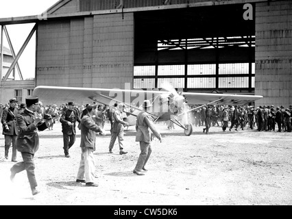 Charles Lindbergh. Traversée de l'Atlantique. 'L'esprit de St-Louis' à l'aéroport du Bourget Mai 1927 Banque D'Images