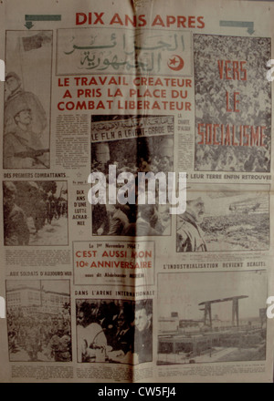 Guerre d'Algérie, première page du journal Alger Républicain Banque D'Images