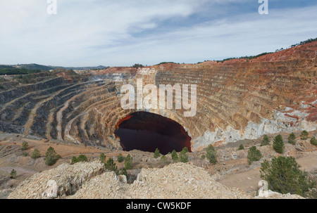 Pano de corta Atalaya , la plus grande mine à ciel ouvert en Europe. Minas de Riotinto, Huelva, Andalousie, Espagne Banque D'Images