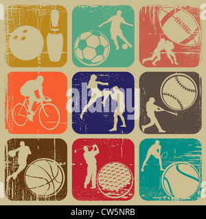 Illustration ensemble de bannières sur sports grunge background Banque D'Images