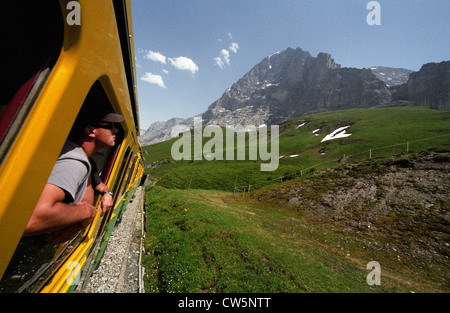 La Suisse. La face nord de l'Eiger vue du train vers le bas à partir de la petite Scheidegg à Grindelwald. Juillet 2012 Banque D'Images