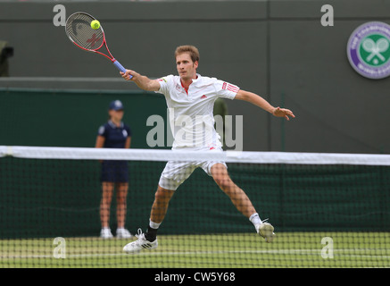 Florian Mayer (GER) en action à Wimbledon Banque D'Images