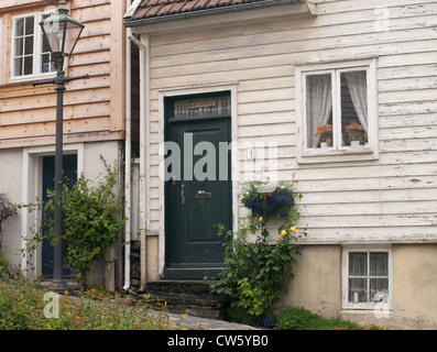 Détail de 2 maisons en bois dans le Vieux Stavanger Banque D'Images