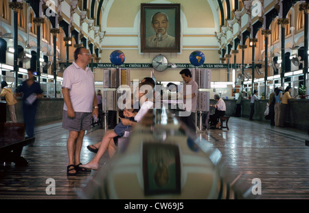 Bureau de poste principal de Saigon, style colonial, Vietnam, Saigon Banque D'Images