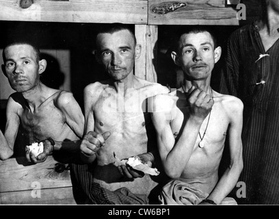 Camp de concentration d'Ebensee (Autriche) 1945 libéré. Banque D'Images