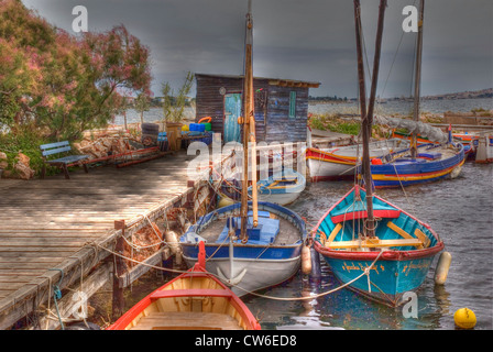 France : le port de Bouzigues. Banque D'Images