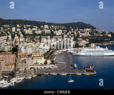 France, Côte d'Azur, Nice, port, vue aérienne Banque D'Images