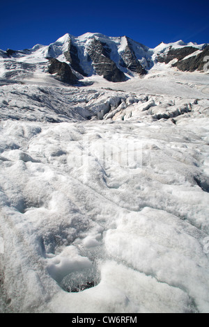 Vue depuis le glacier Vadret Pers (Pers) sur le Piz Palue, Bellavista et le Piz Bernina, Suisse, Grisons, Engadine, Bernina-Diavolezza Banque D'Images