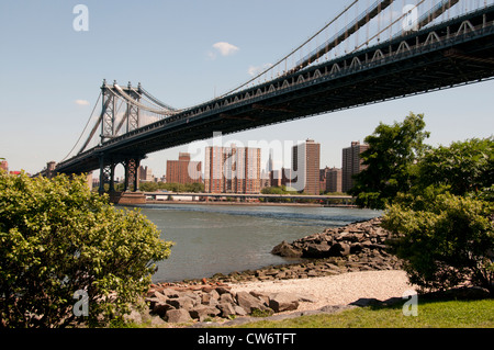 Pont de Brooklyn Manhattan Park Historique East Side Manhattan Sky line New York City Banque D'Images