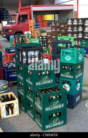 Baden-Baden, caisses de bière sur un Brauereigelaende Banque D'Images