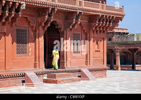 L'Ibadat Khanna / Diwan-i-Khas, salle de l'audience privée à Fatehpur Sikri dans l'Uttar Pradesh, Inde Banque D'Images