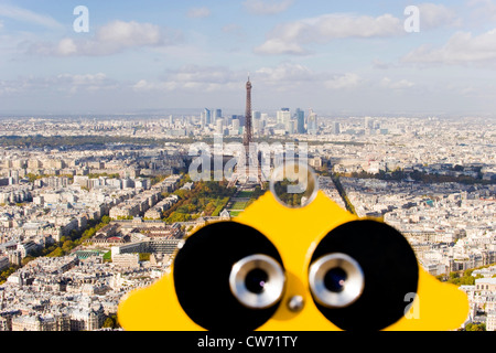 Vue depuis la Tour Montparnasse à la Tour Eiffe, France, Metropolitan, Paris Banque D'Images