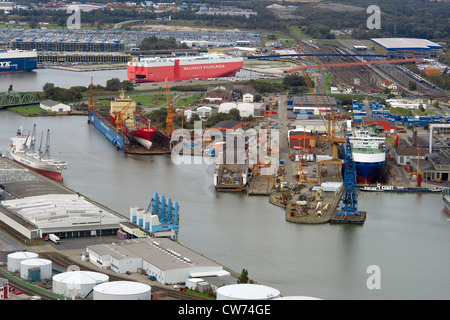 Arrière-port de Bremerhaven avec Lloyd dockyard, Allemagne, Bremen Banque D'Images