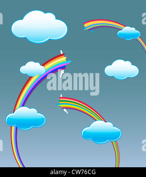 Au niveau de la queue de l'aéronef et rainbow flying in sky cloud de Pentecôte Banque D'Images