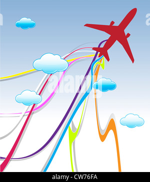 Au niveau de la queue de l'aéronef et rainbow flying in sky cloud de Pentecôte Banque D'Images