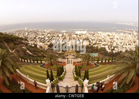 Jardins suspendus de Haïfa, mausolée du Báb à Haïfa, Israël, Banque D'Images