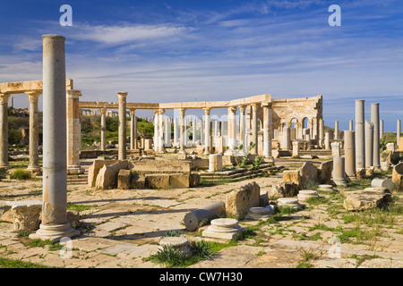 Market Place, la Libye, Leptis Magna Banque D'Images