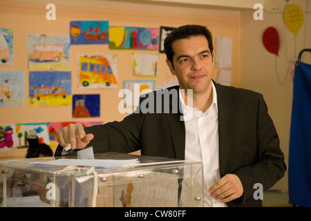 Alexis Tsipras, leader du parti de gauche SYRIZA. Banque D'Images