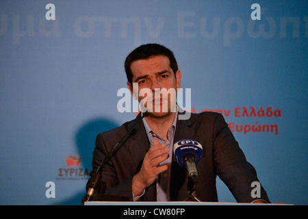 Alexis Tsipras, leader du parti de gauche SYRIZA. Banque D'Images